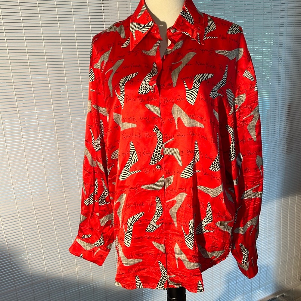 COREY B Silk Red Top